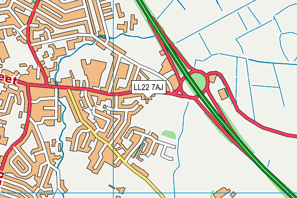 LL22 7AJ map - OS VectorMap District (Ordnance Survey)