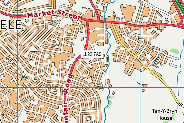 LL22 7AS map - OS VectorMap District (Ordnance Survey)