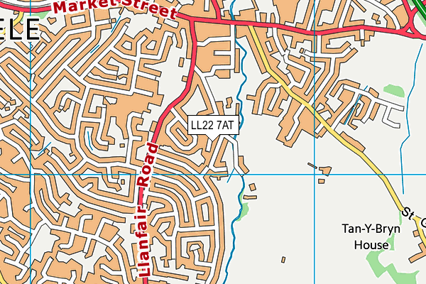 LL22 7AT map - OS VectorMap District (Ordnance Survey)