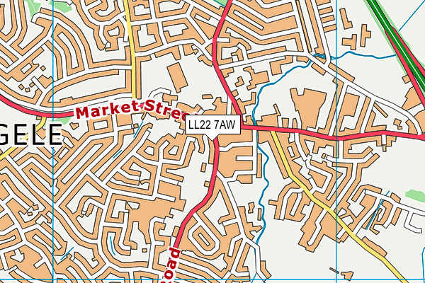 LL22 7AW map - OS VectorMap District (Ordnance Survey)