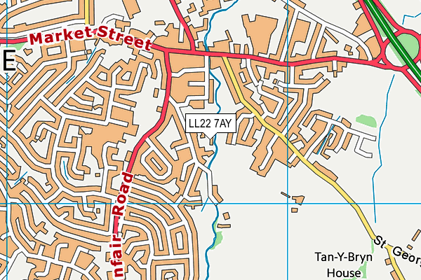 LL22 7AY map - OS VectorMap District (Ordnance Survey)