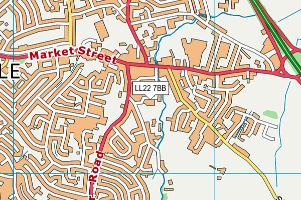 LL22 7BB map - OS VectorMap District (Ordnance Survey)