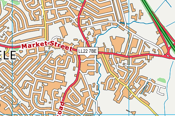 LL22 7BE map - OS VectorMap District (Ordnance Survey)