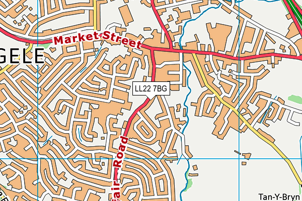 LL22 7BG map - OS VectorMap District (Ordnance Survey)