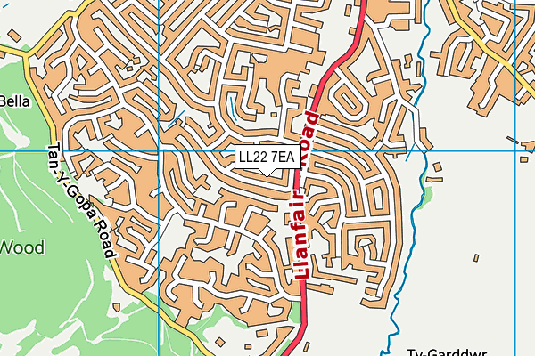 LL22 7EA map - OS VectorMap District (Ordnance Survey)