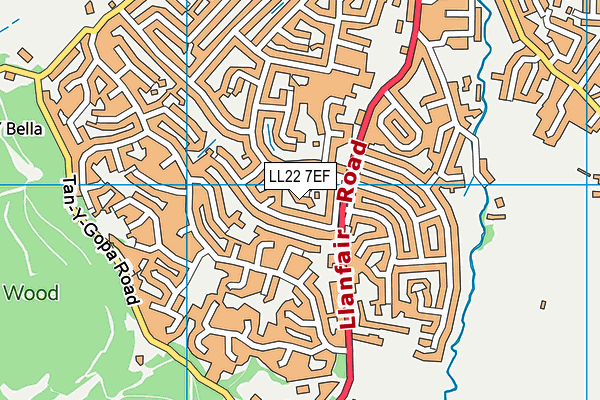 LL22 7EF map - OS VectorMap District (Ordnance Survey)