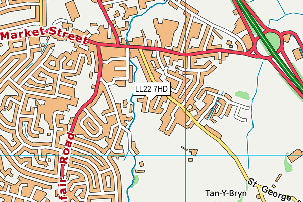 LL22 7HD map - OS VectorMap District (Ordnance Survey)