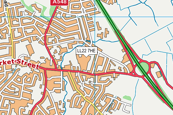 LL22 7HE map - OS VectorMap District (Ordnance Survey)