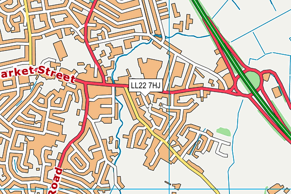 LL22 7HJ map - OS VectorMap District (Ordnance Survey)