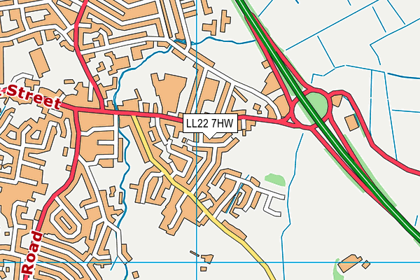 LL22 7HW map - OS VectorMap District (Ordnance Survey)