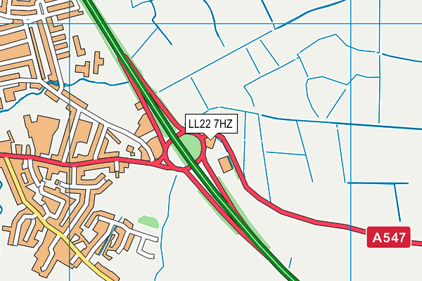 LL22 7HZ map - OS VectorMap District (Ordnance Survey)