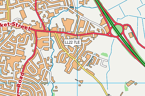 LL22 7LE map - OS VectorMap District (Ordnance Survey)