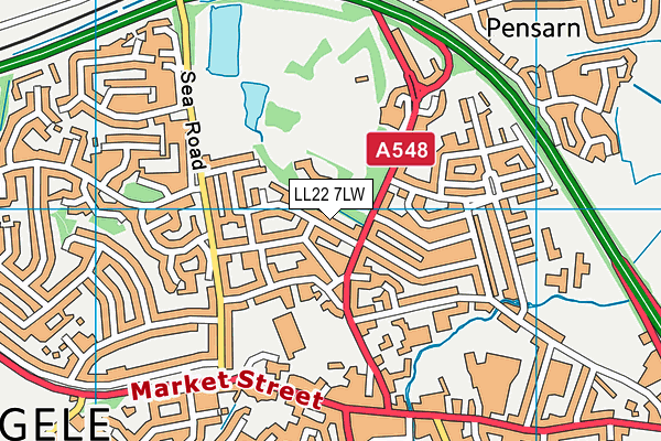 LL22 7LW map - OS VectorMap District (Ordnance Survey)