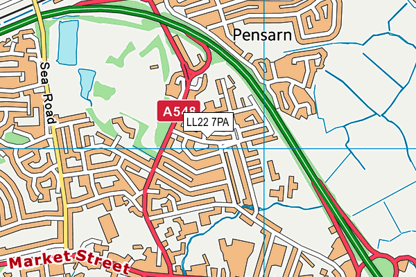 LL22 7PA map - OS VectorMap District (Ordnance Survey)