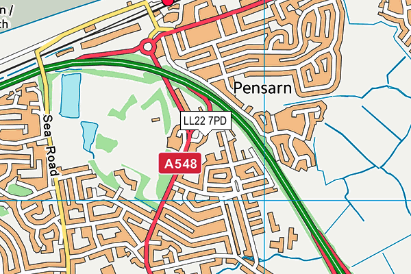 LL22 7PD map - OS VectorMap District (Ordnance Survey)