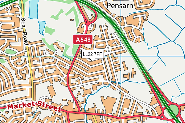 LL22 7PF map - OS VectorMap District (Ordnance Survey)