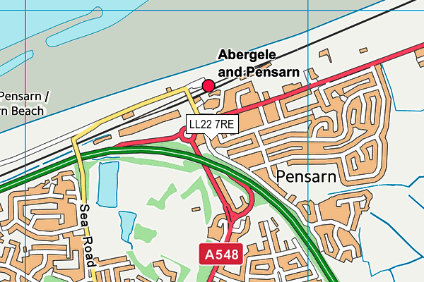 LL22 7RE map - OS VectorMap District (Ordnance Survey)