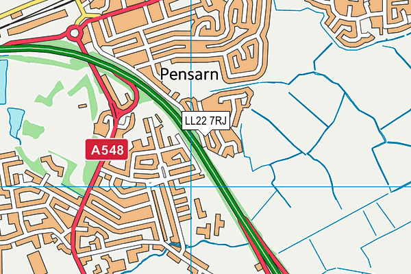 LL22 7RJ map - OS VectorMap District (Ordnance Survey)