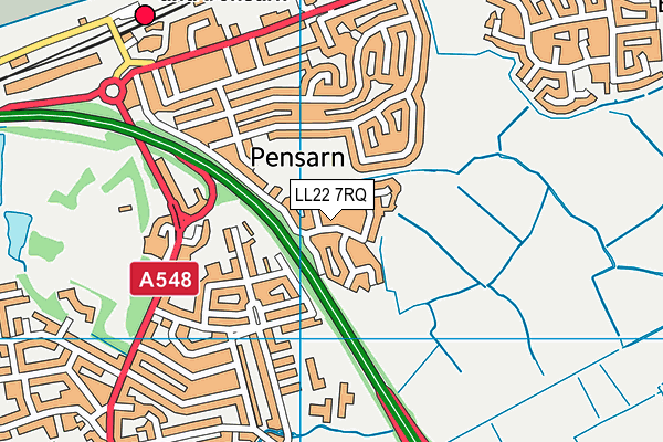 LL22 7RQ map - OS VectorMap District (Ordnance Survey)