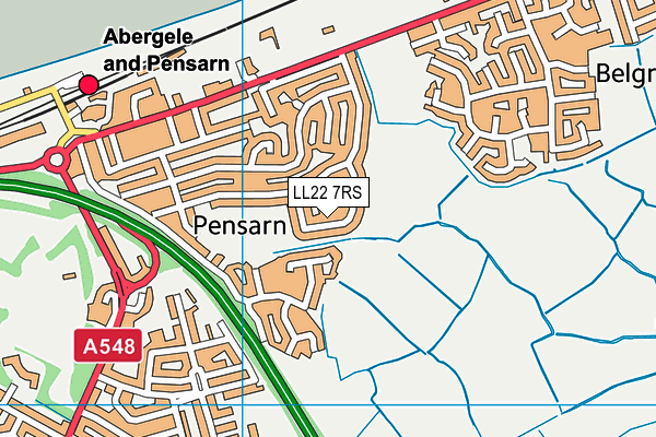 LL22 7RS map - OS VectorMap District (Ordnance Survey)