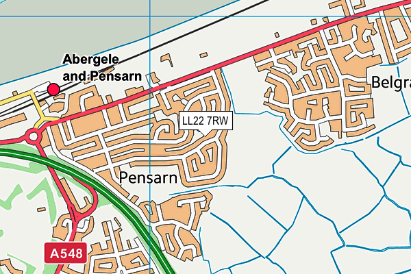 LL22 7RW map - OS VectorMap District (Ordnance Survey)