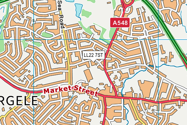 LL22 7ST map - OS VectorMap District (Ordnance Survey)