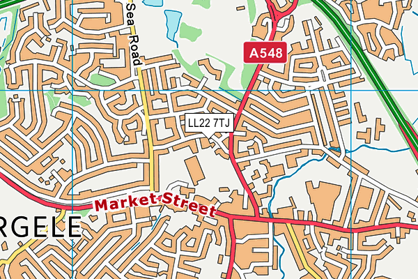 LL22 7TJ map - OS VectorMap District (Ordnance Survey)