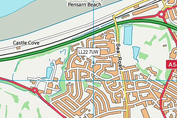 LL22 7UW map - OS VectorMap District (Ordnance Survey)