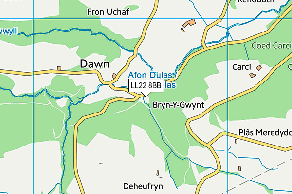 LL22 8BB map - OS VectorMap District (Ordnance Survey)