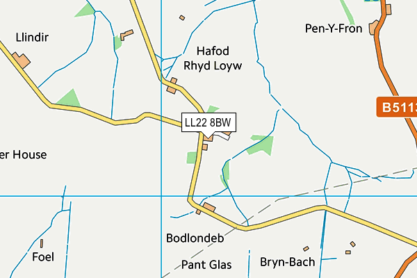 LL22 8BW map - OS VectorMap District (Ordnance Survey)