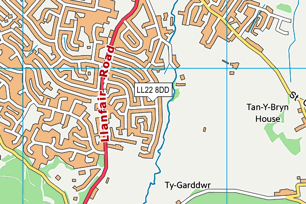 LL22 8DD map - OS VectorMap District (Ordnance Survey)