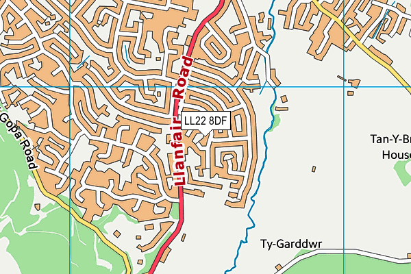 LL22 8DF map - OS VectorMap District (Ordnance Survey)