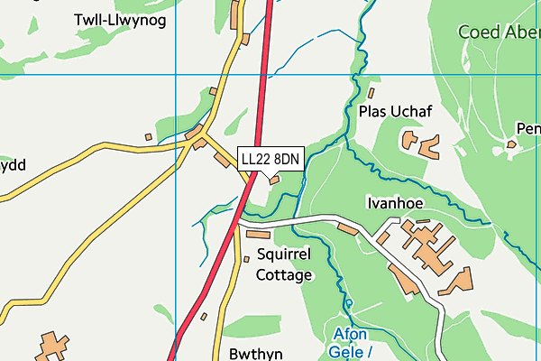 LL22 8DN map - OS VectorMap District (Ordnance Survey)