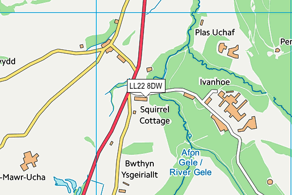 LL22 8DW map - OS VectorMap District (Ordnance Survey)