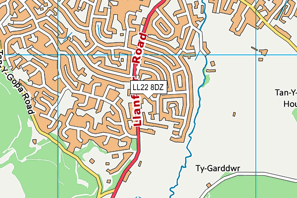 LL22 8DZ map - OS VectorMap District (Ordnance Survey)
