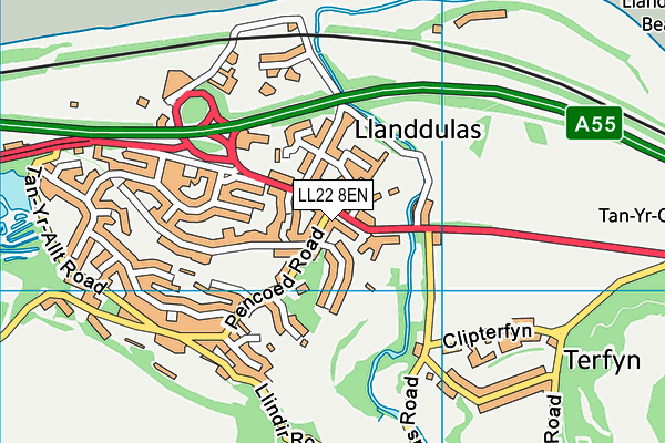 LL22 8EN map - OS VectorMap District (Ordnance Survey)