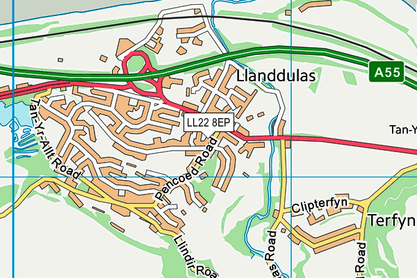 LL22 8EP map - OS VectorMap District (Ordnance Survey)