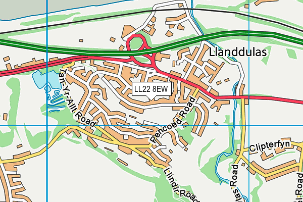 LL22 8EW map - OS VectorMap District (Ordnance Survey)