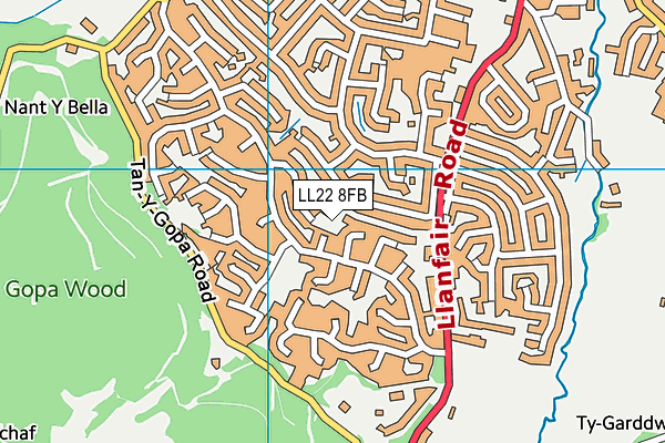 LL22 8FB map - OS VectorMap District (Ordnance Survey)