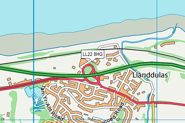 LL22 8HG map - OS VectorMap District (Ordnance Survey)