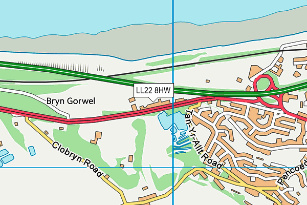 LL22 8HW map - OS VectorMap District (Ordnance Survey)