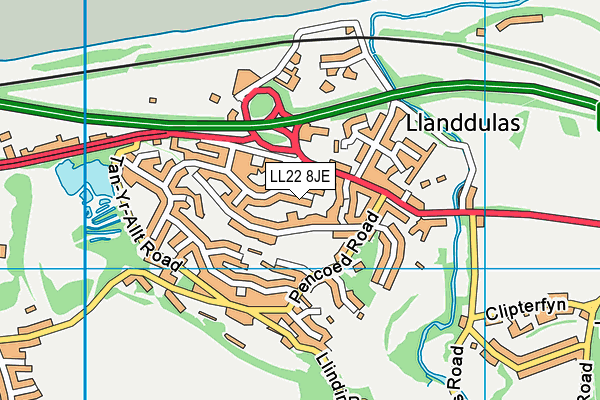 LL22 8JE map - OS VectorMap District (Ordnance Survey)