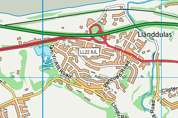 LL22 8JL map - OS VectorMap District (Ordnance Survey)