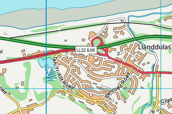 LL22 8JW map - OS VectorMap District (Ordnance Survey)