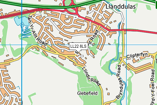 LL22 8LS map - OS VectorMap District (Ordnance Survey)