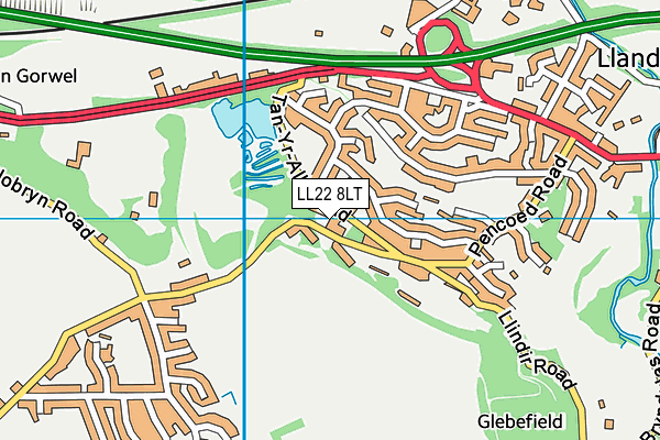 LL22 8LT map - OS VectorMap District (Ordnance Survey)