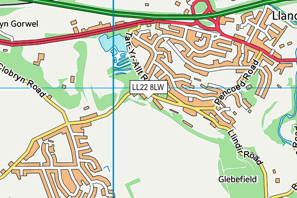 LL22 8LW map - OS VectorMap District (Ordnance Survey)