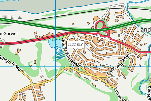 LL22 8LY map - OS VectorMap District (Ordnance Survey)