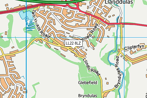 LL22 8LZ map - OS VectorMap District (Ordnance Survey)