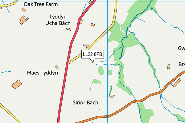 LL22 8PB map - OS VectorMap District (Ordnance Survey)